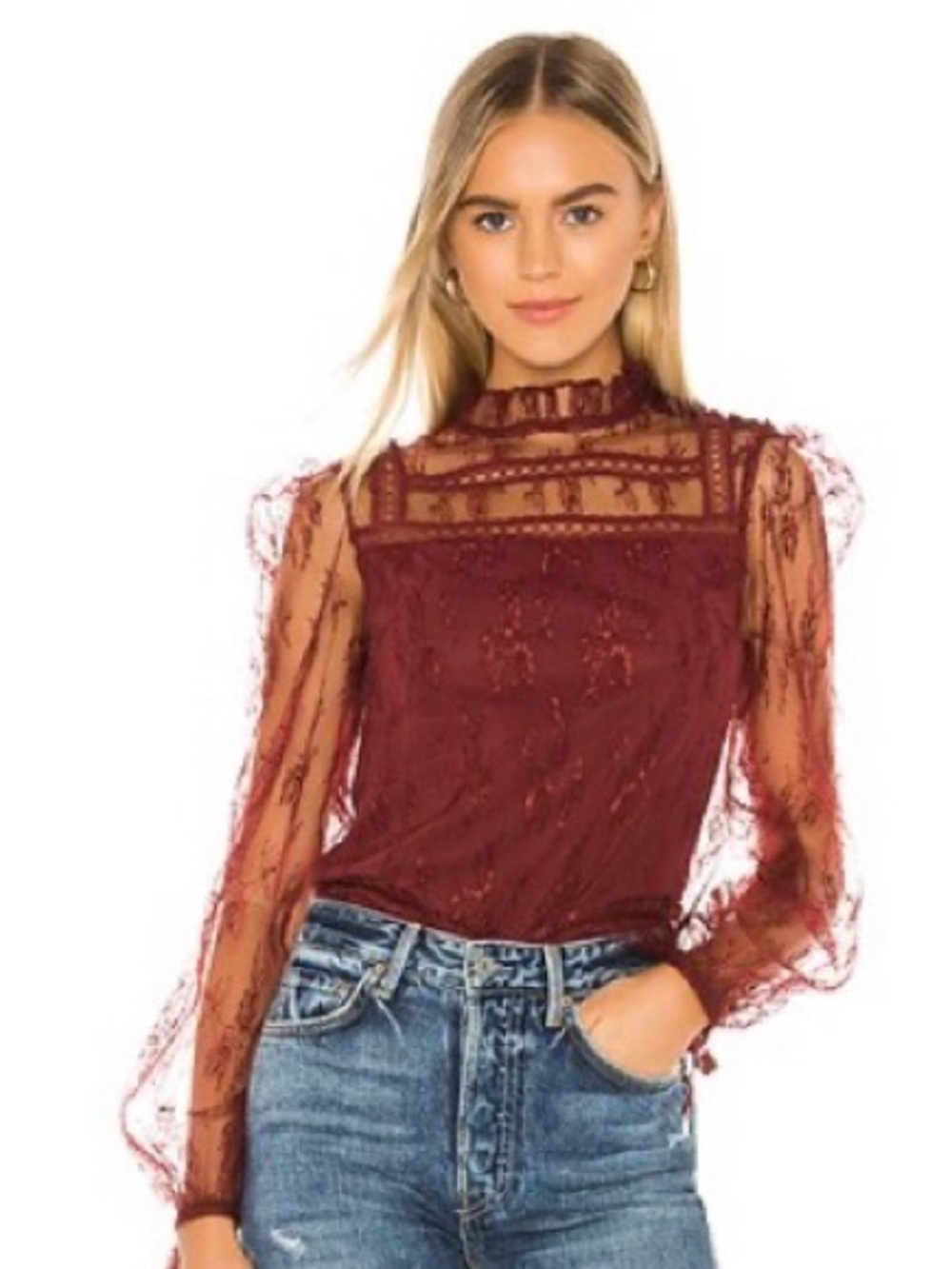 REVOLVE Tularosa Lace Puff Sleeve Blouse